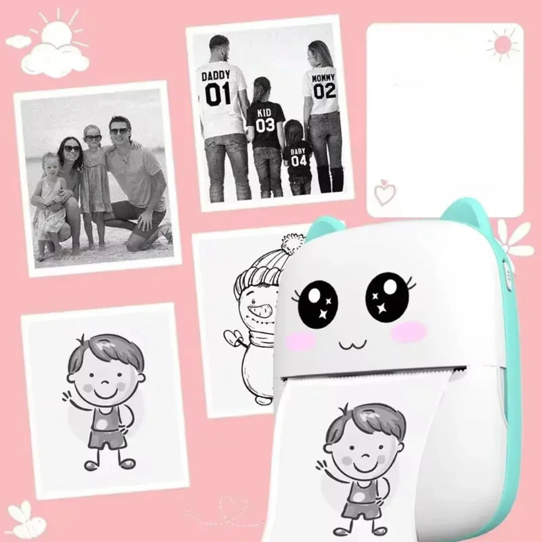 Mobiler Bluetooth Mini-Drucker | Kabelloser Foto- & Etikettendrucker für Android und iOS